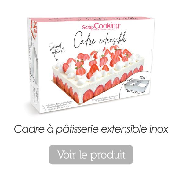 Cadre à pâtisserie extensible inox - recette fraisier - ScrapCooking